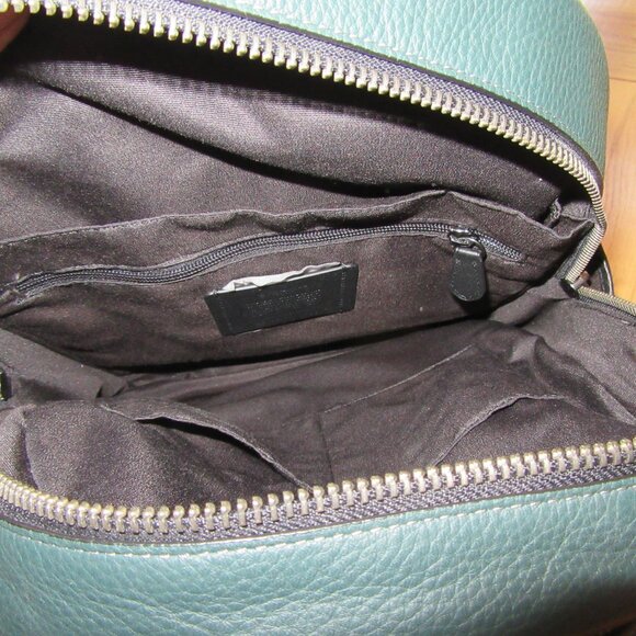 COACH PEBBLED LEATHER BACKPACK/EMBOSSED/GREEN & BLACK/HANG TAG! - Picture 10 of 13